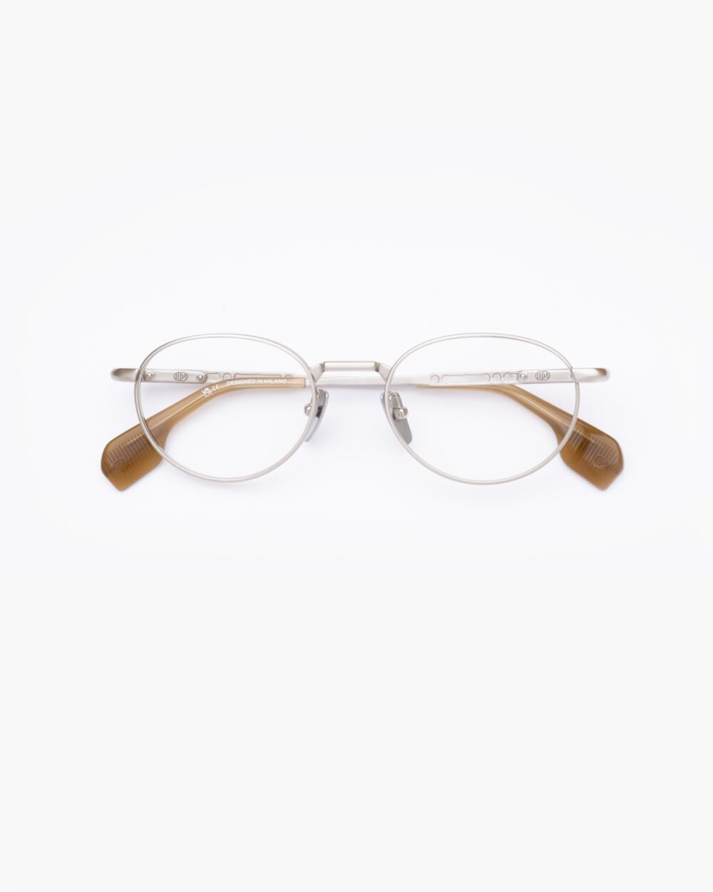 FRAME55 titanium silver honey optical eyewear by Uniquedesignmilano