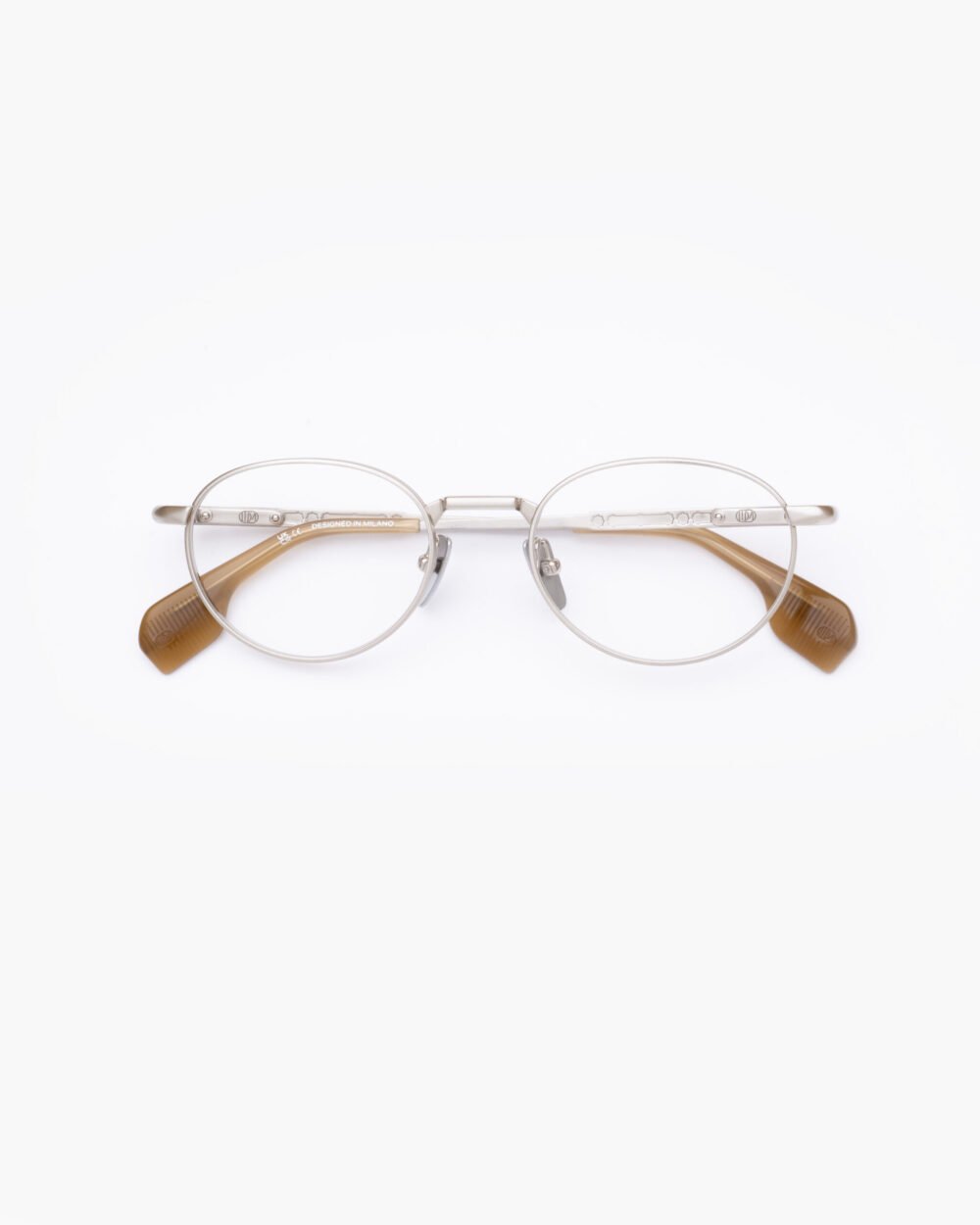 FRAME55 titanium silver honey optical eyewear by Uniquedesignmilano