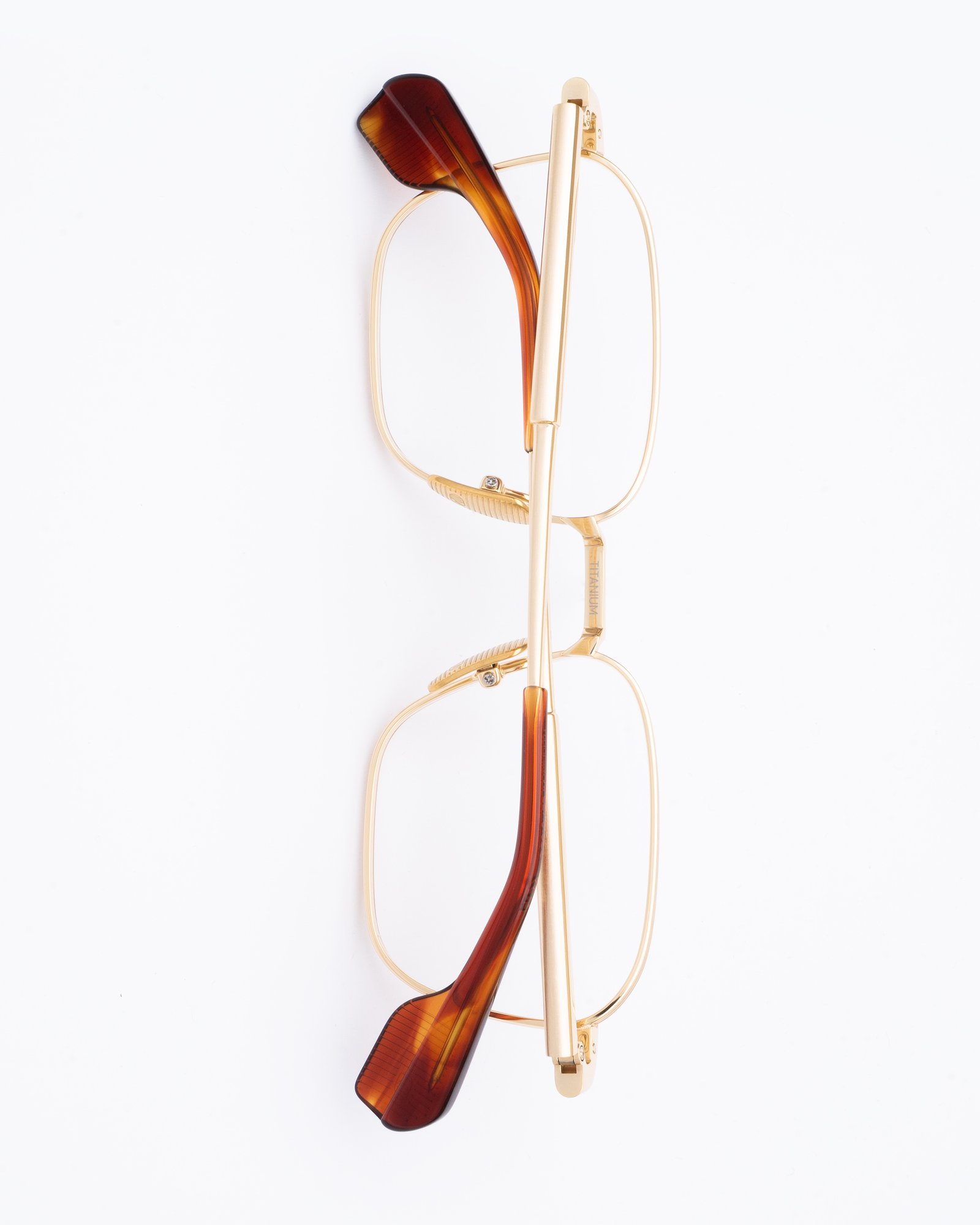 FRAME56 titanium gold tortoise optical eyewear by Uniquedesignmilano