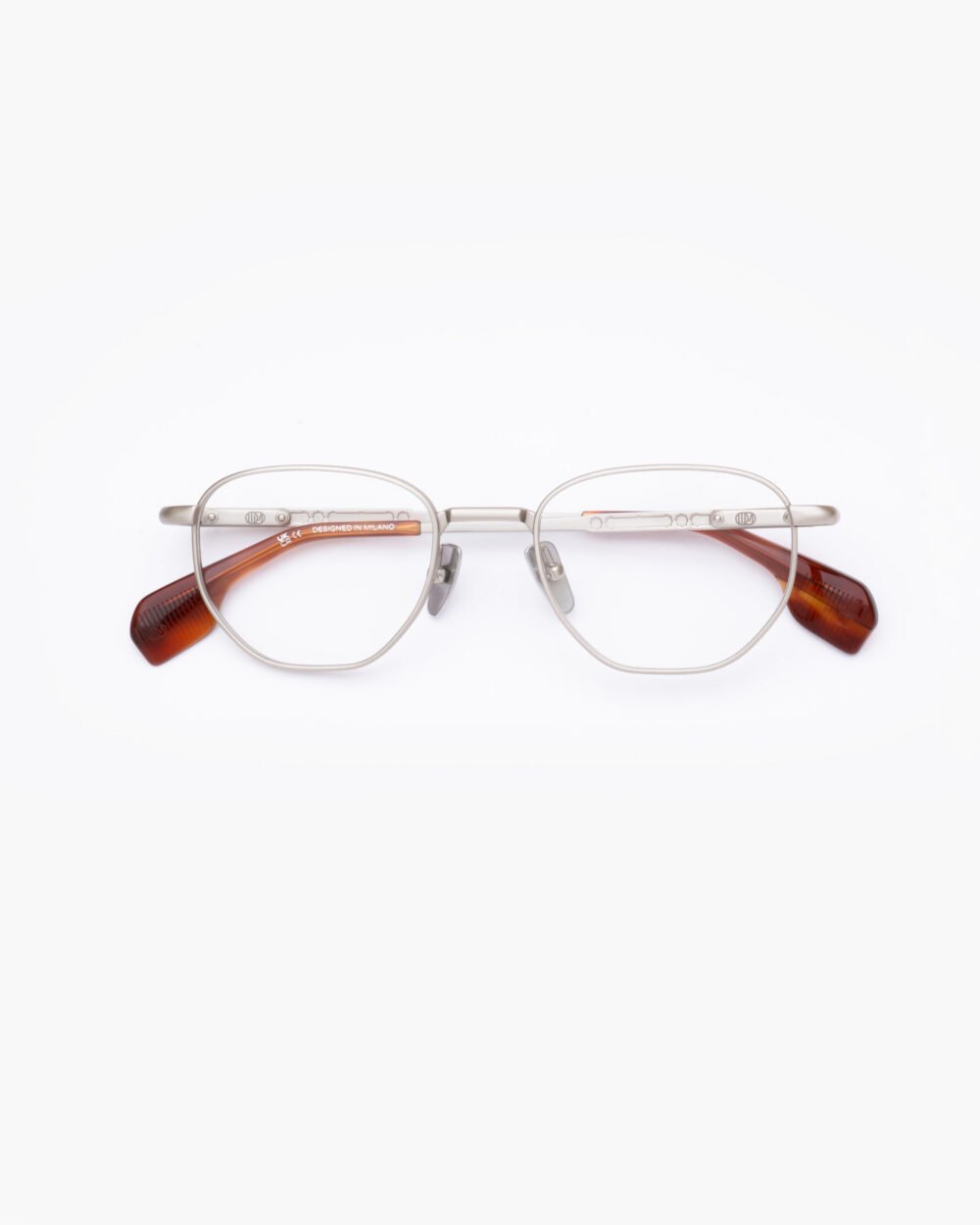 FRAME57 titanium silver tortoise optical eyewear by Uniquedesignmilano