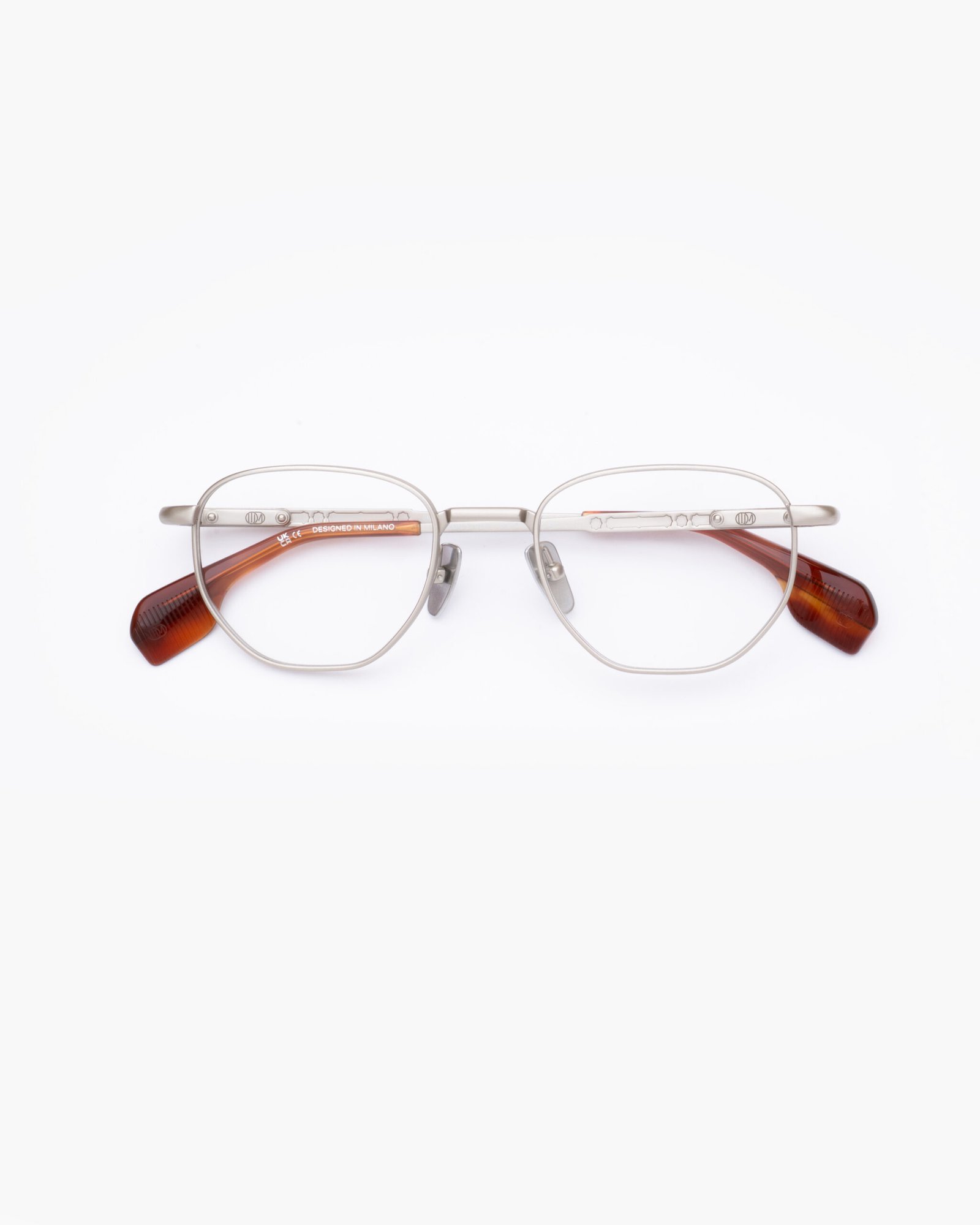 FRAME57 titanium silver tortoise optical eyewear by Uniquedesignmilano